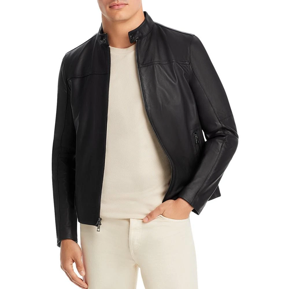 商品Michael Kors|Men's Leather Racer Jacket, Created for Macy's,价格¥2960,第3张图片详细描述