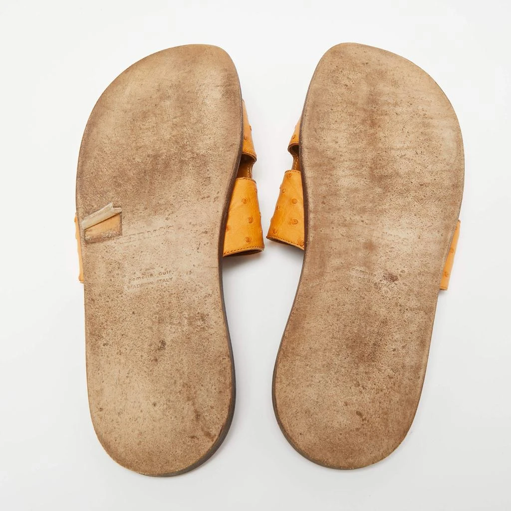 Hermes Light Orange Ostrich Leather Izmir Flat Slides Size 44.5 商品
