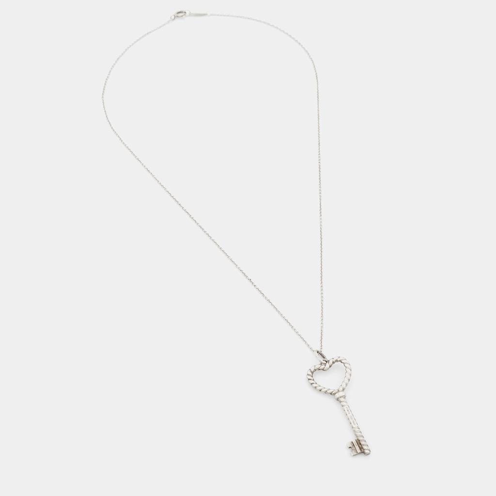 Tiffany & Co. Sterling Silver Twisted Heart Key Pendant Necklace商品第3张图片规格展示