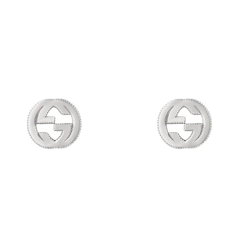 GUCCI/古驰 经典925纯银纹理轮廓双G耳钉商品第1张图片规格展示