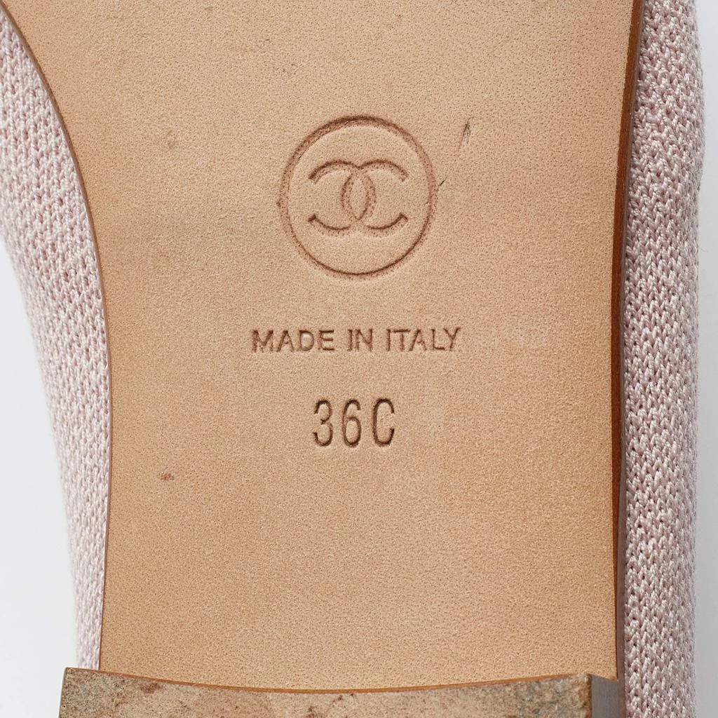 Chanel Pink Knit Fabric and Patent Leather CC Cap Toe Ballet Flats Size 36 商品