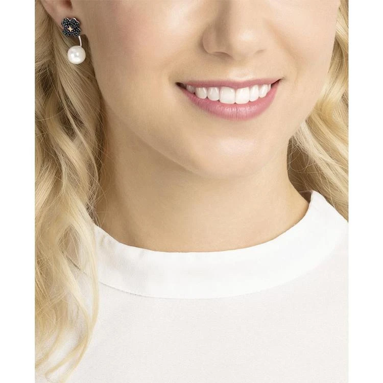 商品Swarovski|Rose Gold-Tone Jet Crystal Clover & Imitation Pearl Drop Earrings,价格¥733,第2张图片详细描述