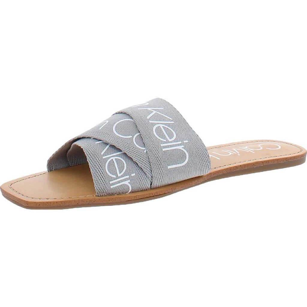 商品Calvin Klein|Calvin Klein Womens Bainy Canvas Slides Flat Sandals,价格¥252,第2张图片详细描述