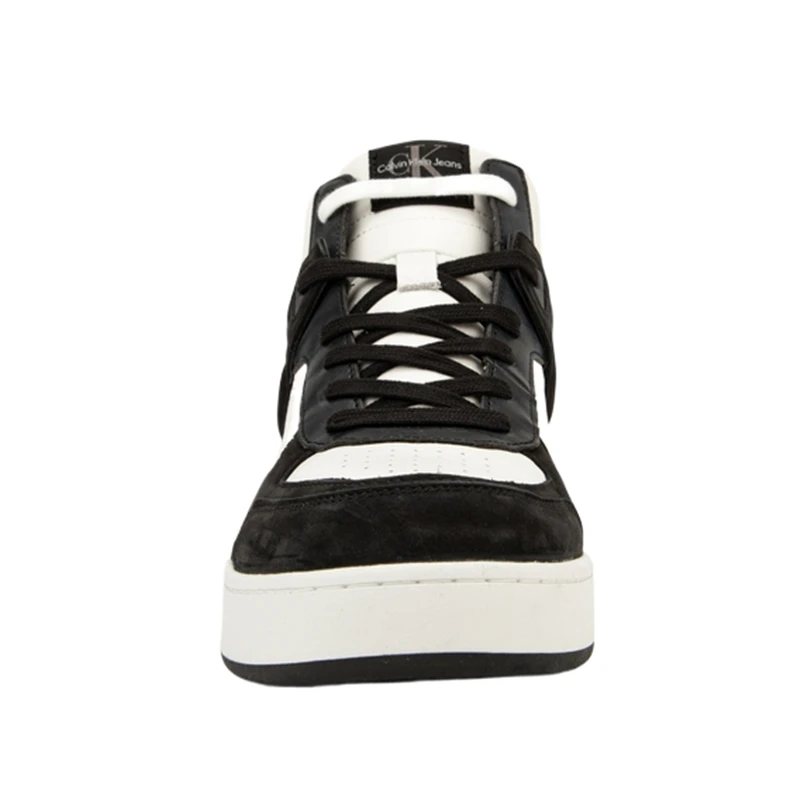 商品[国内直发] Calvin Klein|CALVIN KLEIN 牛皮革 撞色系带 高帮 板鞋 男款 太空黑,价格¥1032,第4张图片详细描述