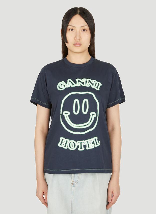 Smiley Hotel Print T-Shirt in Navy商品第1张图片规格展示