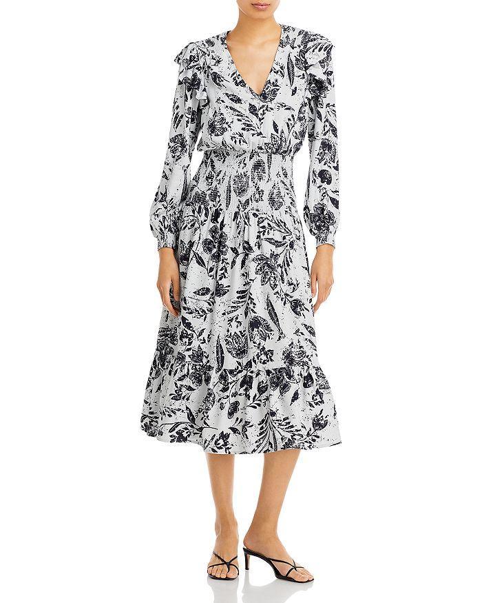 商品AQUA|Smocked Floral Print Midi Dress - 100% Exclusive,价格¥297,第3张图片详细描述