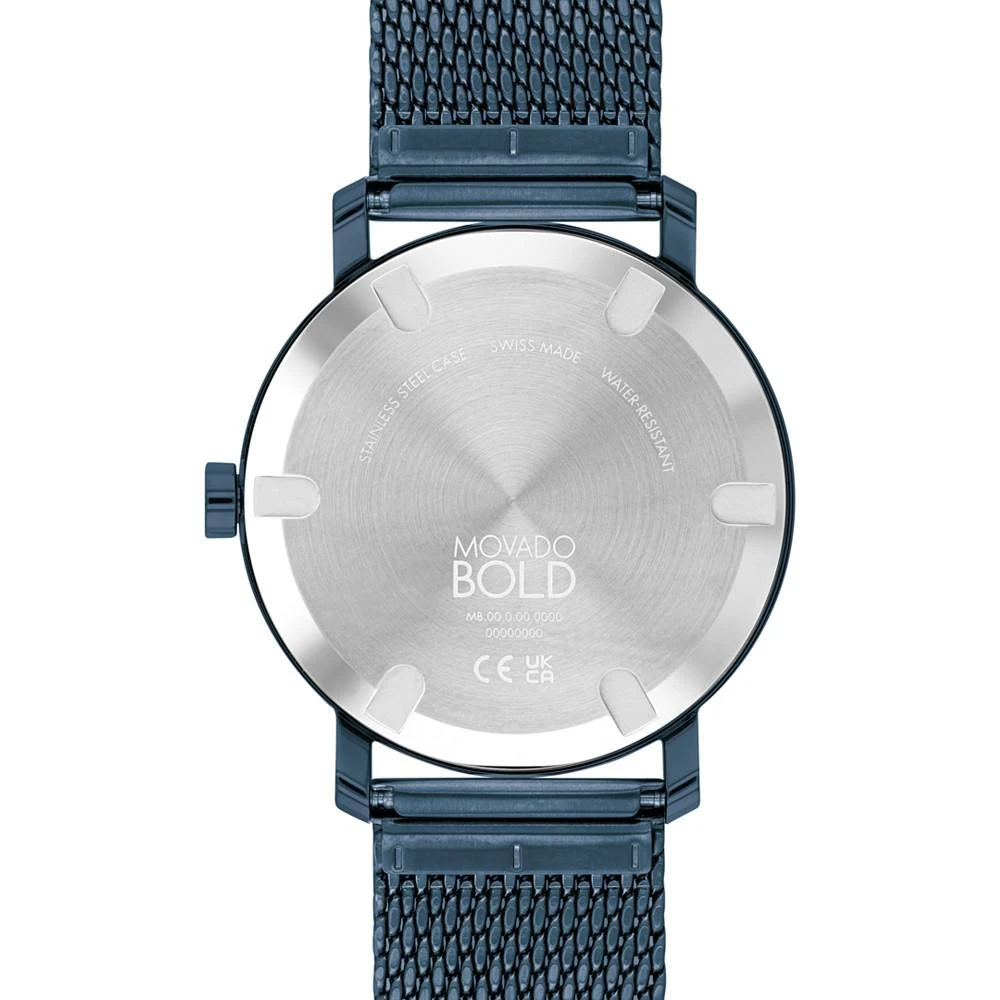 商品Movado|Men's Swiss Bold Blue Ion-Plated Stainless Steel Mesh Bracelet Watch 40mm,价格¥3644,第3张图片详细描述