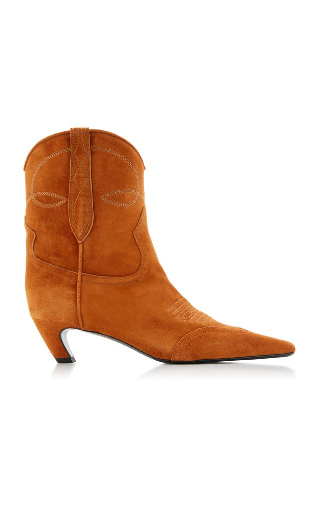 Khaite - Women's Dallas Suede Ankle Boots - Brown - Moda Operandi商品第1张图片规格展示