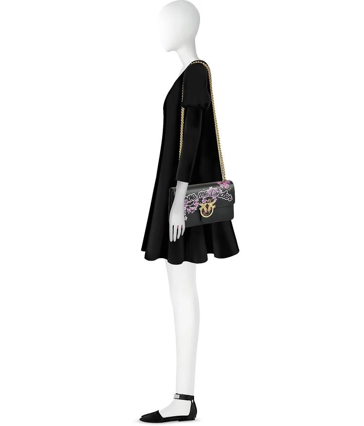 商品PINKO|Pinko Love Me Tender 花卉黑色生态皮革单肩包,价格¥1962,第3张图片详细描述