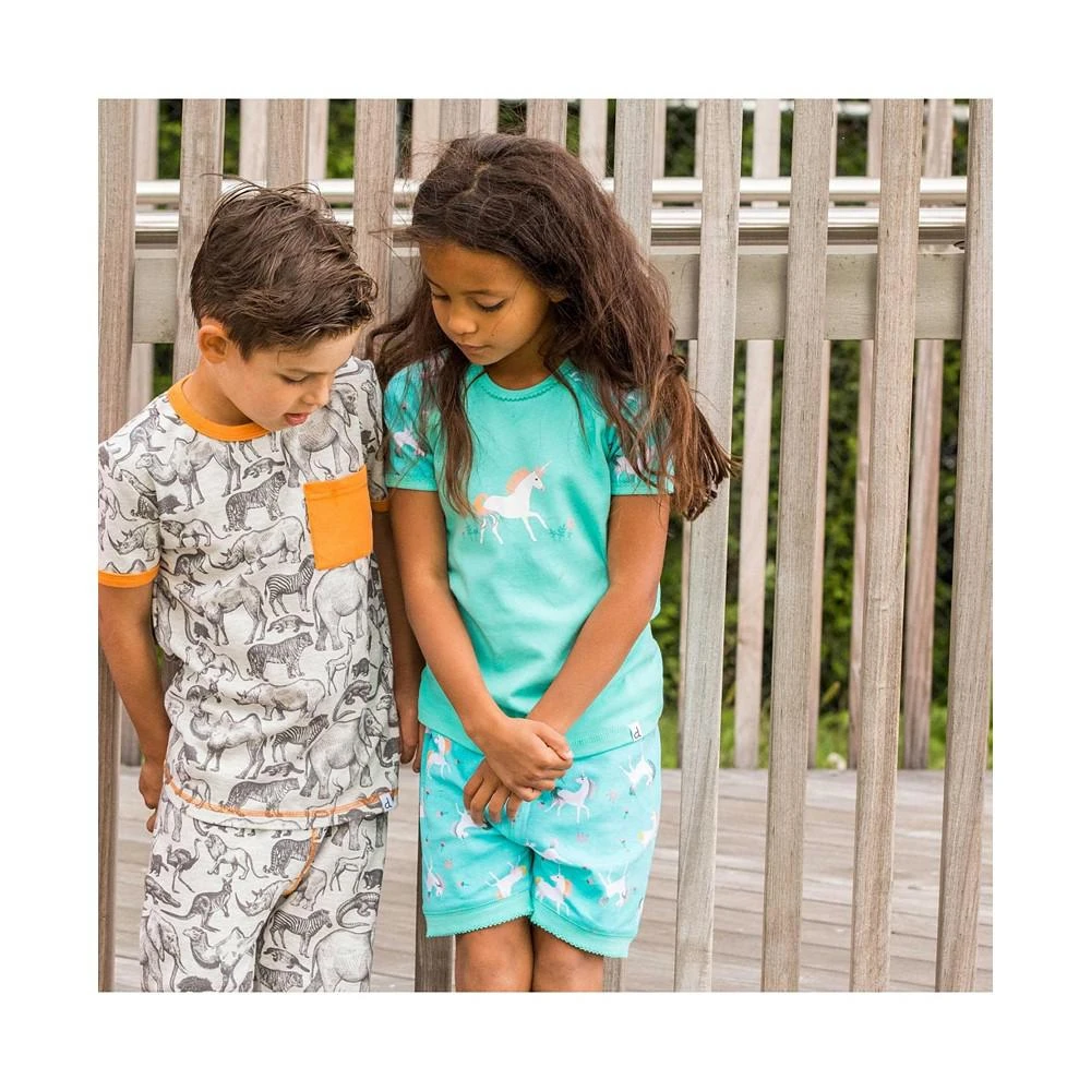 商品Deux par Deux|Girl Organic Cotton Two Piece Short Pajama Set Turquoise Unicorn Print - Toddler|Child,价格¥268,第2张图片详细描述