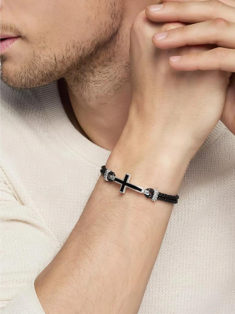 Exotic Stone Cross Bracelet in Black Leather 商品
