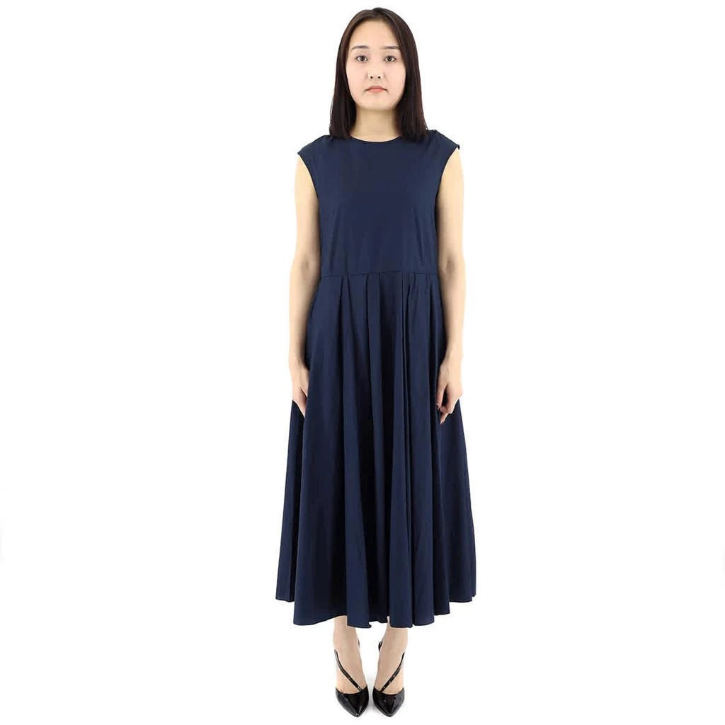 商品Max Mara|Midnight Blue Filly Poplin Pleated Midi Dress,价格¥2248,第1张图片