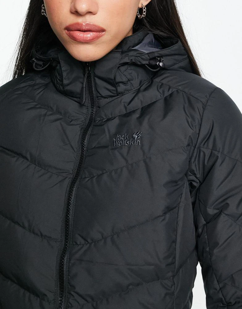 商品Jack Wolfskin|Jack Wolfskin Selenium long down puffer coat in black,价格¥1340,第4张图片详细描述