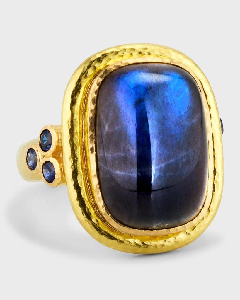 商品Elizabeth Locke|19K Cushion Cut Labradorite and Blue Sapphire Ring, Size 6.5,价格¥46856,第1张图片