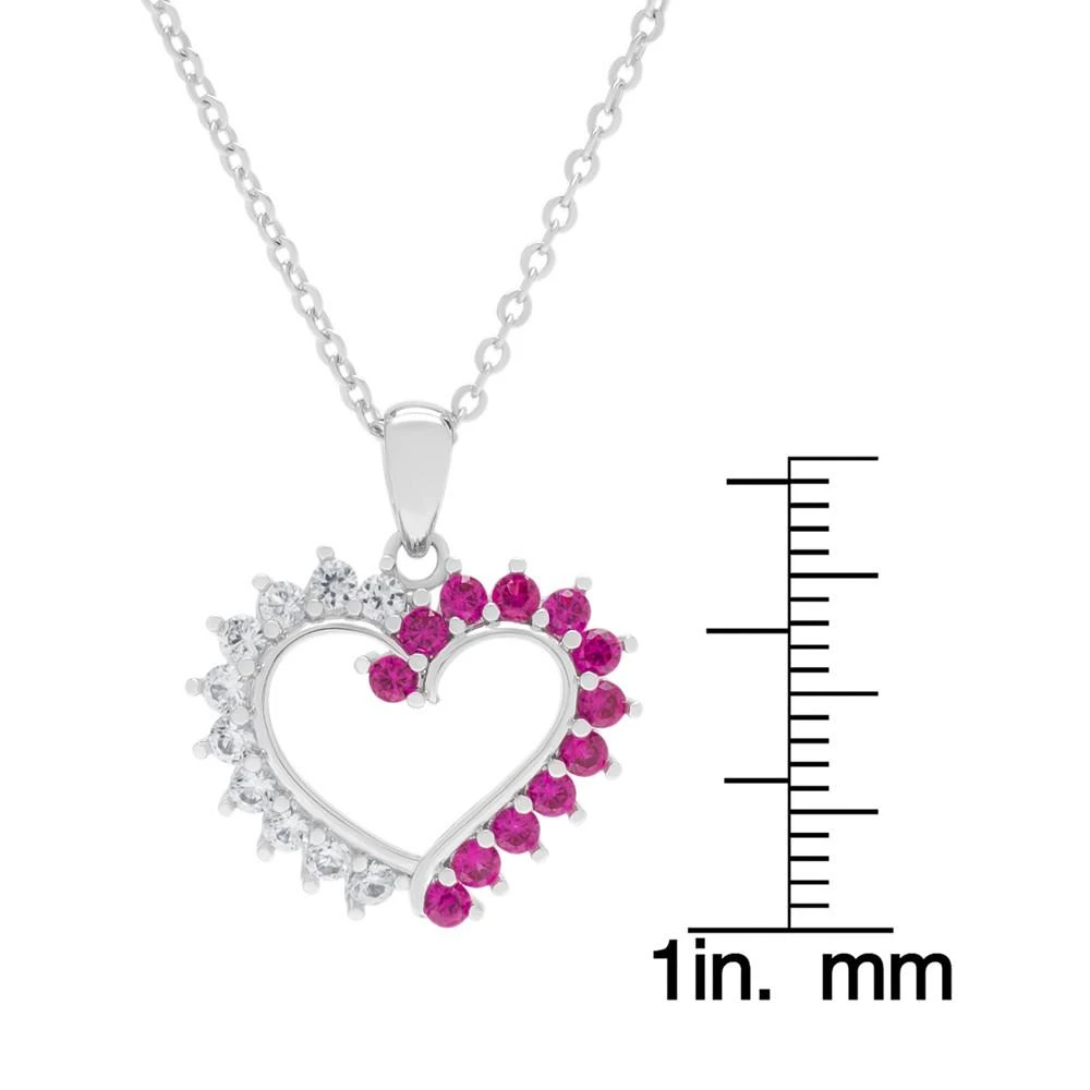 商品Macy's|Lab-Grown Ruby (1/2 ct. t.w.) & Lab-Grown White Sapphire (5/8 ct. t.w.) Heart 18" Pendant Necklace in Sterling Silver,价格¥748,第3张图片详细描述