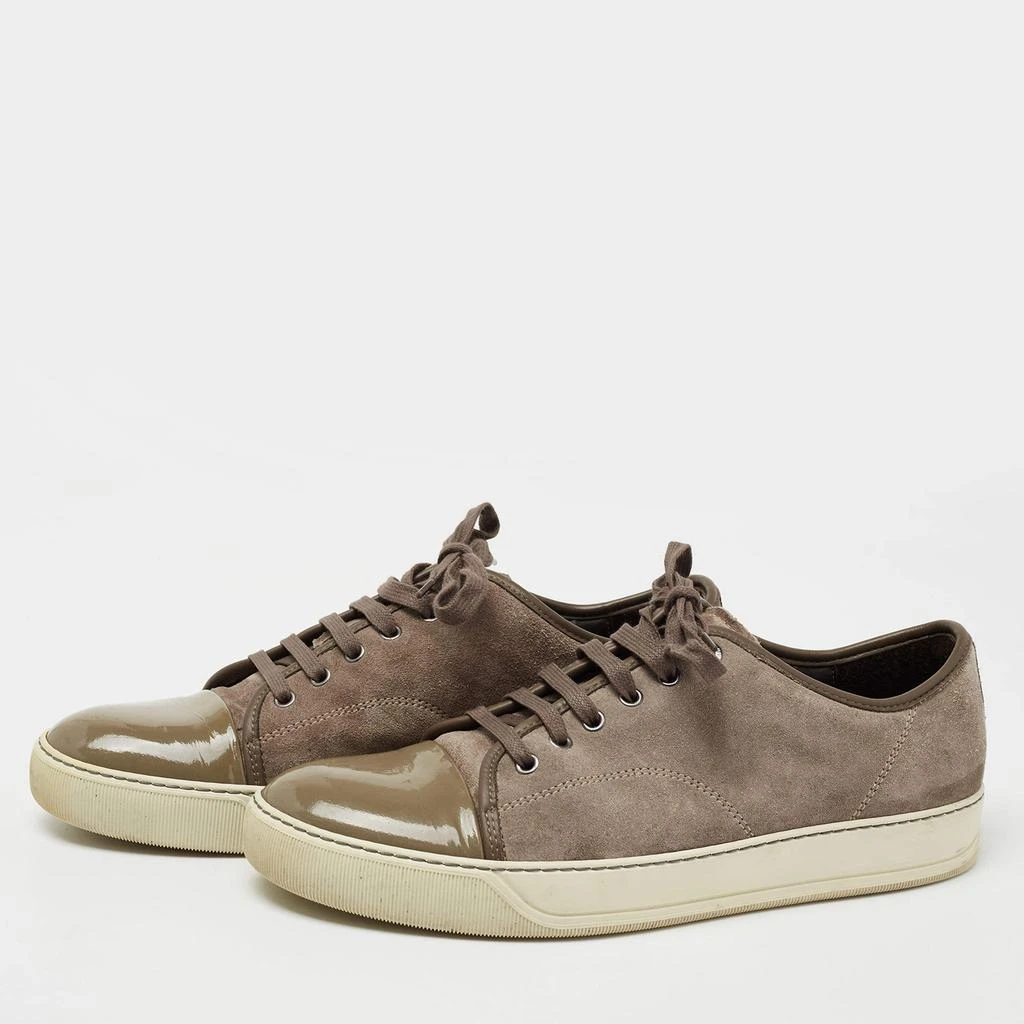 商品[二手商品] Lanvin|Lanvin Dark Grey/Olive Green Suede and Patent Leather DDB1 Low Top Sneakers Size 42,价格¥1115,第2张图片详细描述