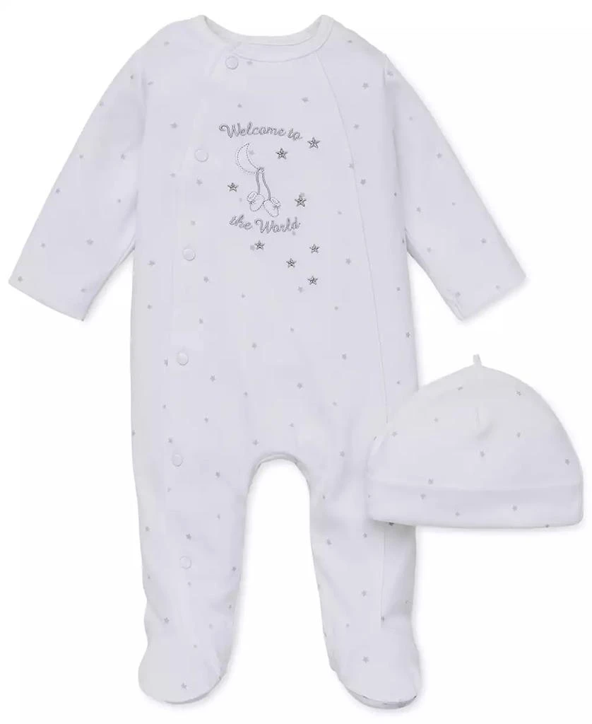 商品Little Me|Baby Boys or Baby Girls Welcome To World Footed Coverall and Hat, 2 Piece Set,价格¥99,第1张图片