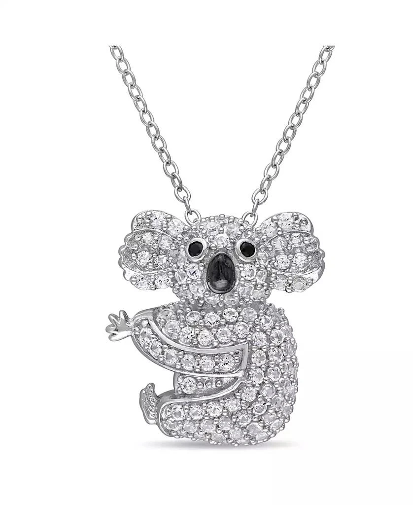 商品Macy's|Lab Grown White Sapphire (1 1/20 ct. t.w.) and Black Spinel Accent Koala Necklace in Sterling Silver,价格¥786,第1张图片