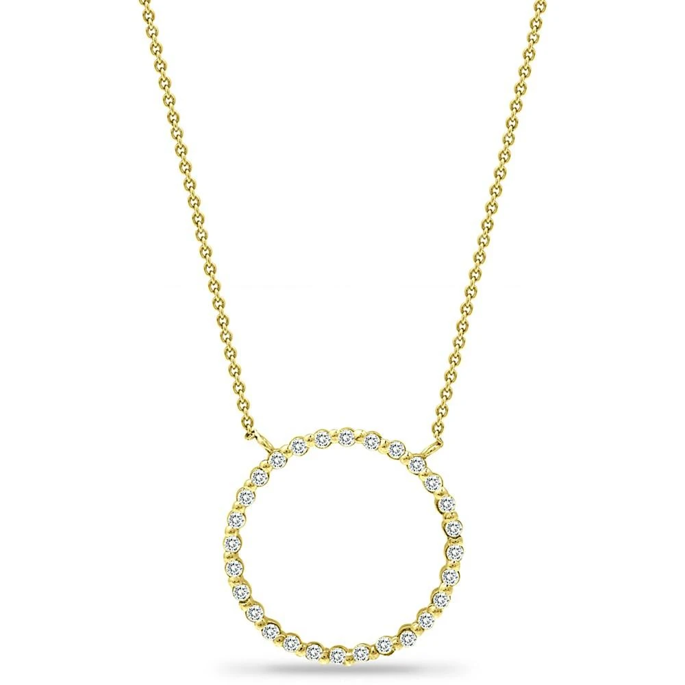 商品Giani Bernini|Cubic Zirconia Open Circle Pendant Necklace in 18k Gold-Plated Sterling Silver, 16" + 2" extender, Created for Macy's,价格¥224,第1张图片