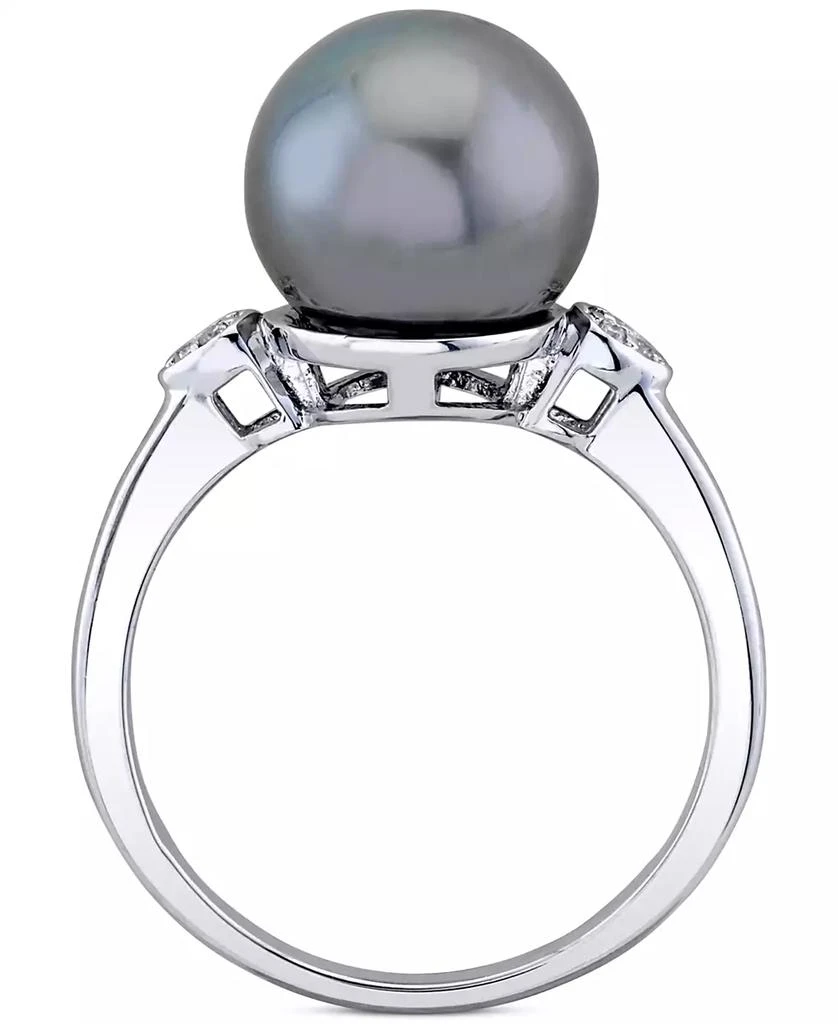 商品Macy's|Cultured Tahitian Pearl (10mm) & Diamond Accent Ring in 10k White Gold,价格¥7069,第3张图片详细描述