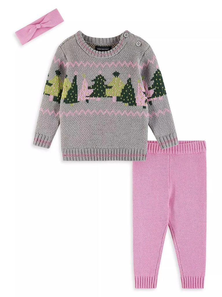 商品Andy & Evan|Baby Girl's 3-Piece Knit Sweater, Leggings, & Headband Set,价格¥443,第1张图片