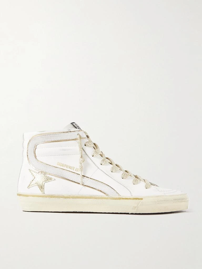 商品Golden Goose|Slide 仿旧绒面革金属感边饰皮革高帮运动鞋  - IT36,价格¥5756,第1张图片