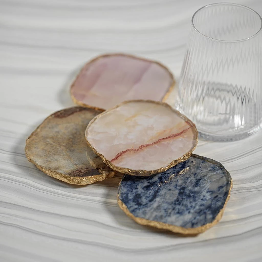 商品Zodax|Viken 4-Piece Agate Marble Glass Coaster Set,价格¥340,第2张图片详细描述