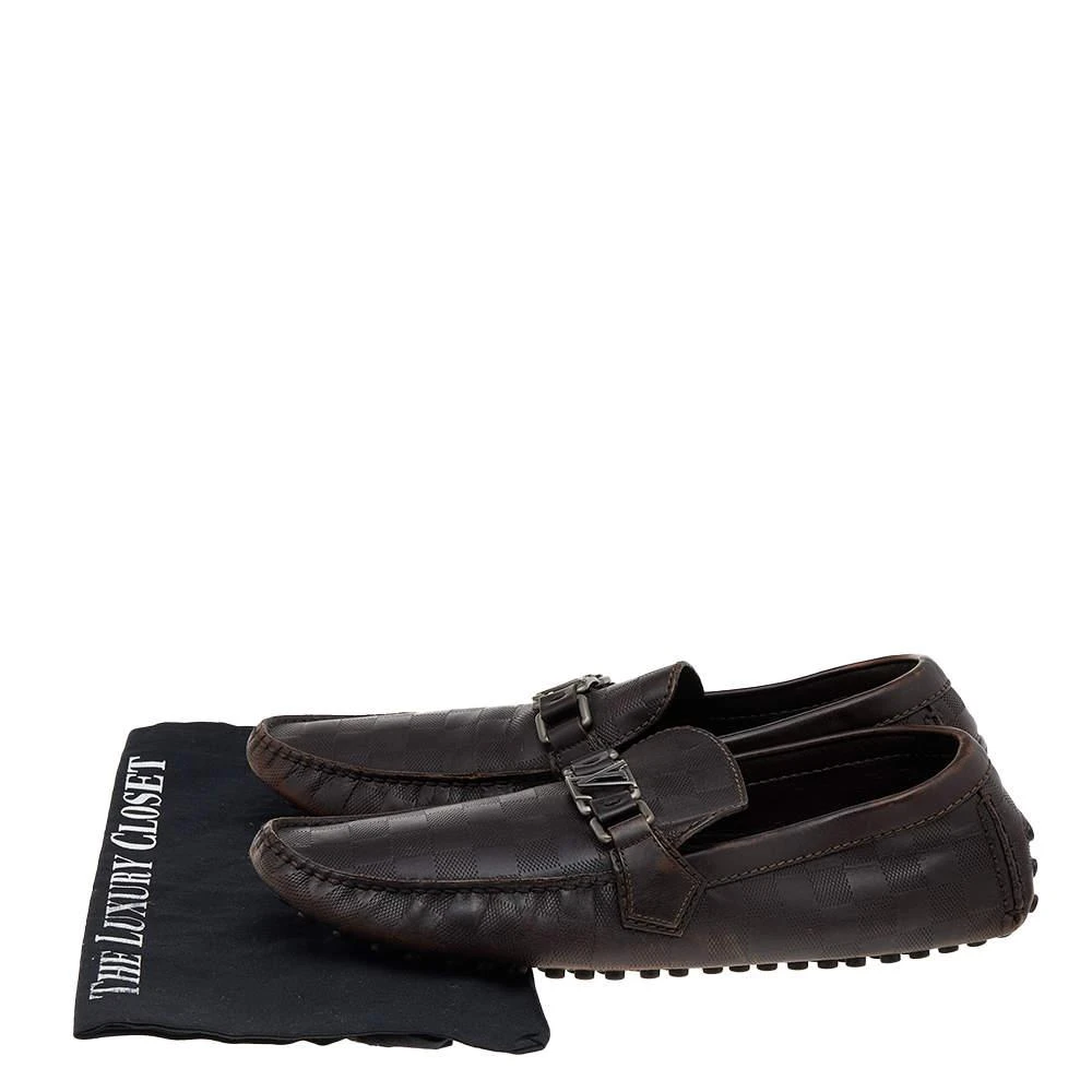 Louis Vuitton Dark Brown Damier Embossed Leather Hockenheim Slip On Loafers Size 43.5 商品
