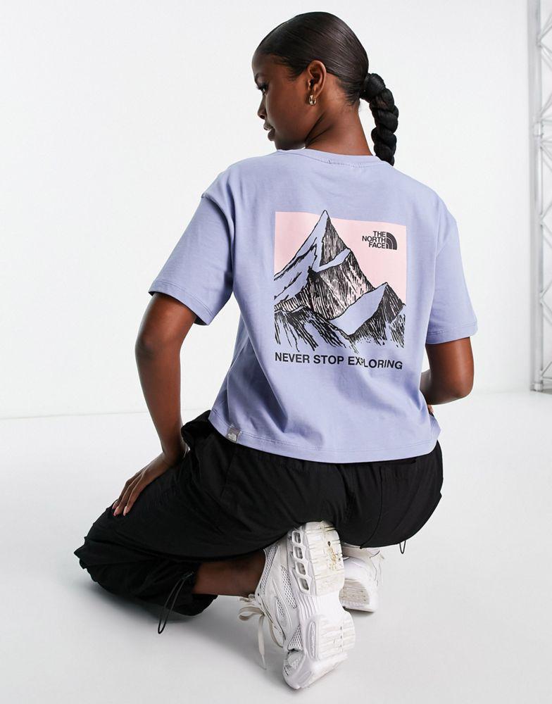 商品The North Face|The North Face Sketch Box back print cropped t-shirt in blue Exclusive at ASOS,价格¥294,第1张图片