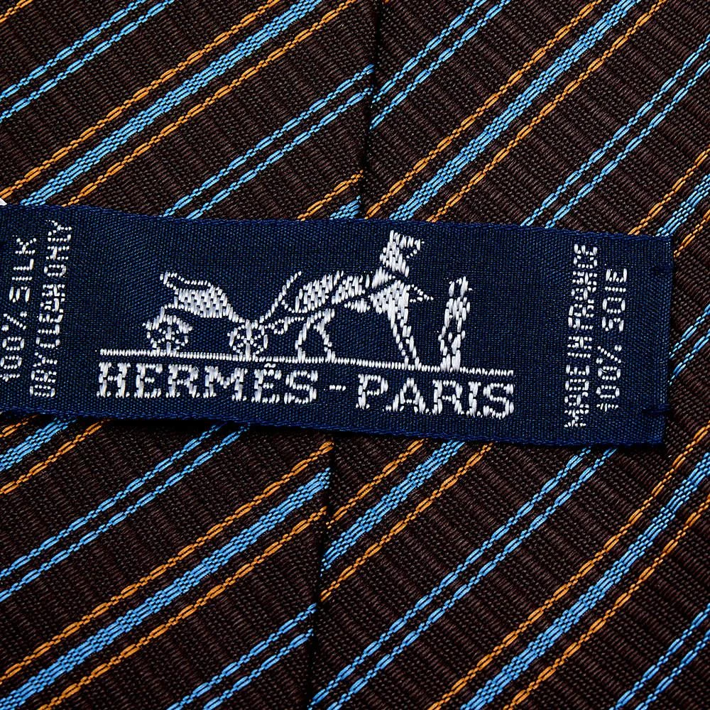 商品[二手商品] Hermes|Hermes Brown Diagonal Striped Silk Jacquard Tie ,价格¥1091,第4张图片详细描述