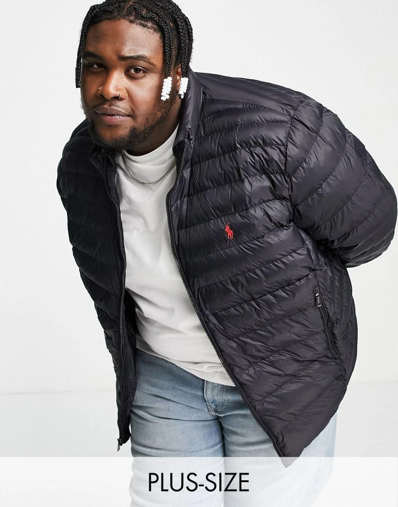 商品Ralph Lauren|Polo Ralph Lauren Big & Tall Terra player logo nylon puffer jacket in black - BLACK,价格¥2220,第1张图片