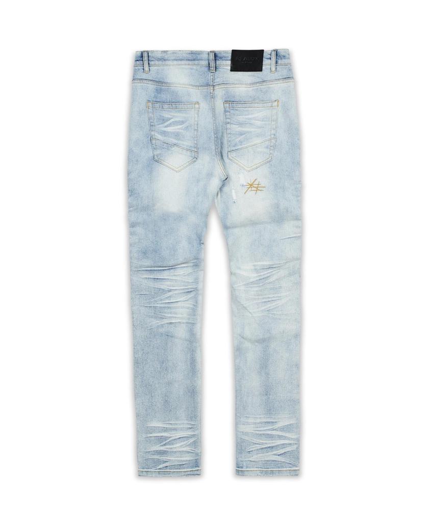 商品Reason Clothing|Fraiser Ripped Moto Details Light Blue Denim Jeans,价格¥222,第6张图片详细描述
