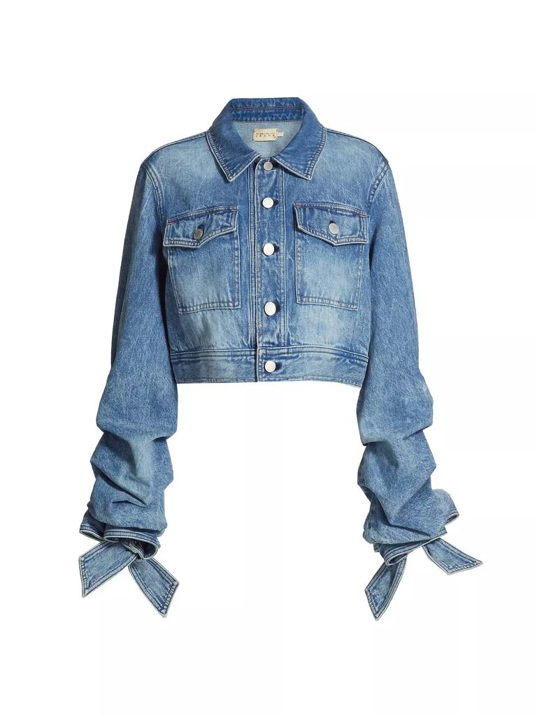 商品Alice + Olivia|Bow-Cuff Cropped Denim Jacket,价格¥2960,第1张图片