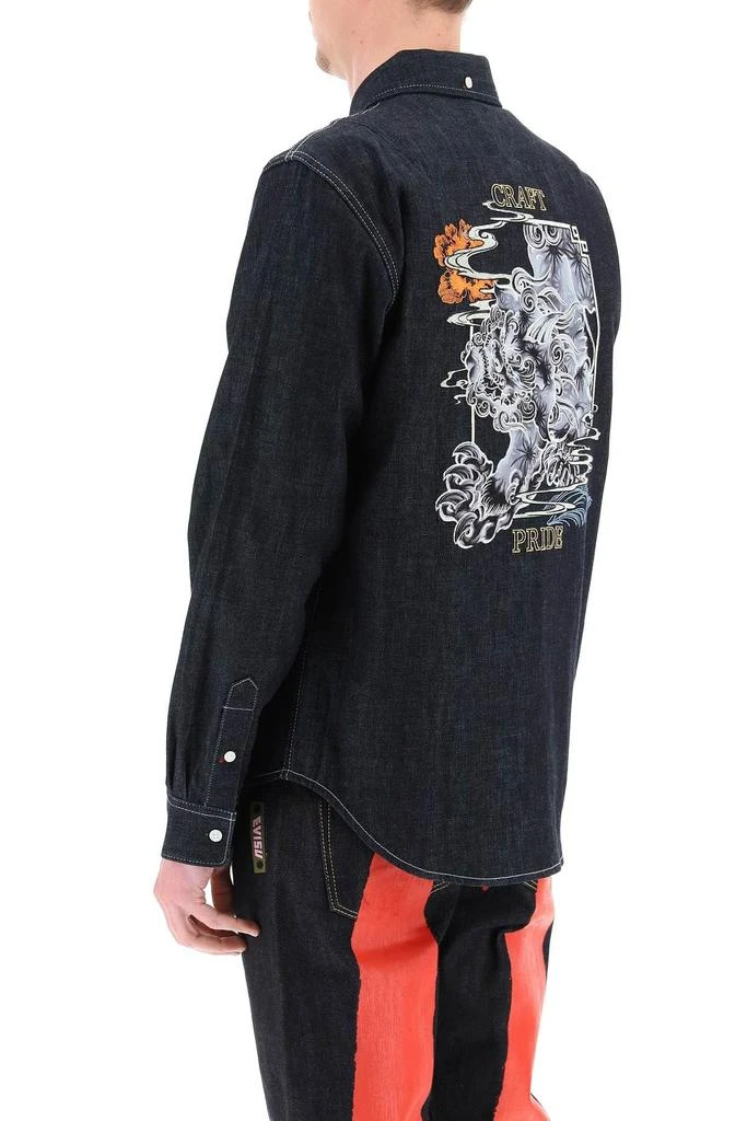 商品Evisu|DENIM SHIRT WITH KOMAINU FRAME FOIL,价格¥1073,第4张图片详细描述