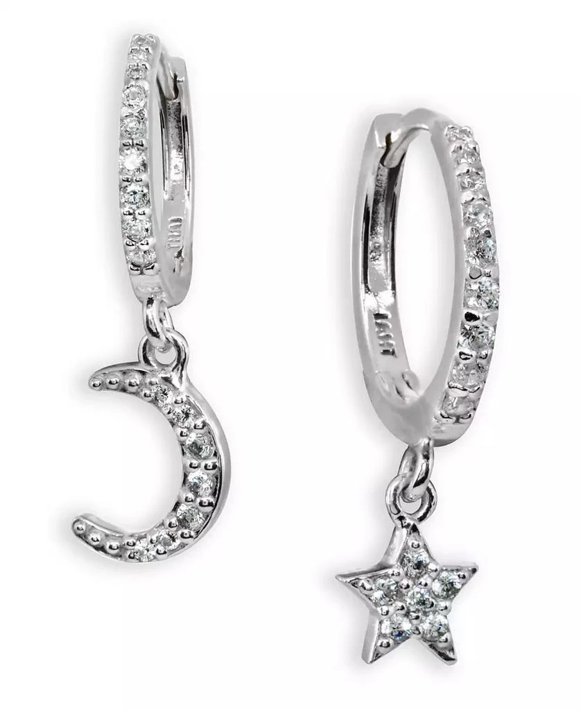 商品Giani Bernini|Cubic Zirconia Moon & Star Charm Drop Huggie Hoop Earring in Sterling Silver or 18k Gold Plated Sterling Silver,价格¥612,第1张图片