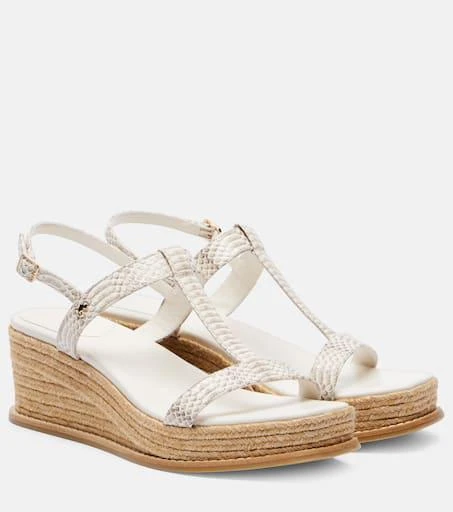 商品Jimmy Choo|Theia 100皮革草编坡跟鞋,价格¥8346,第1张图片