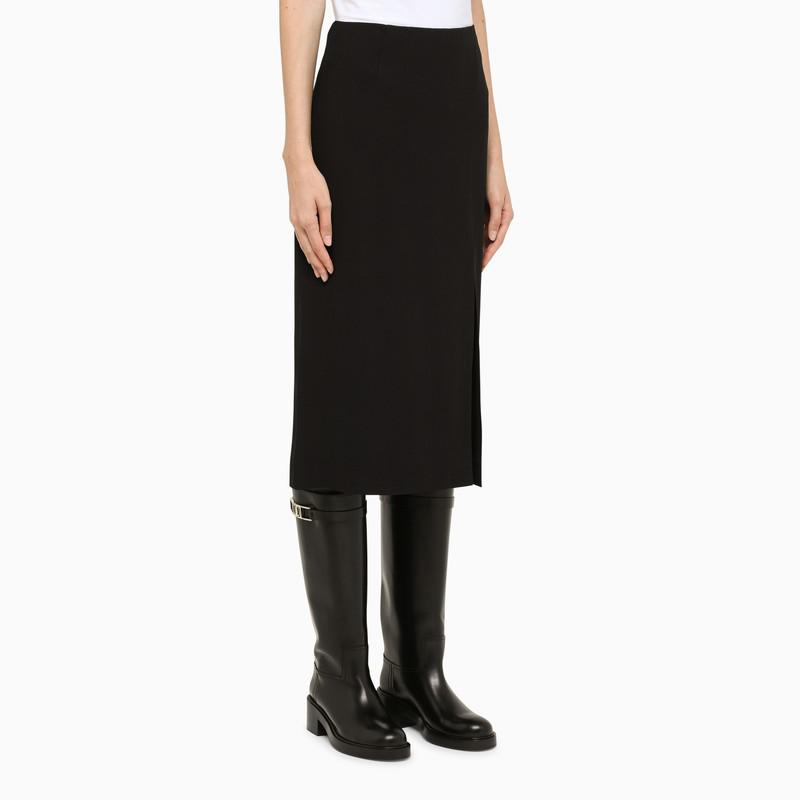 Black knee length skirt with slit商品第3张图片规格展示