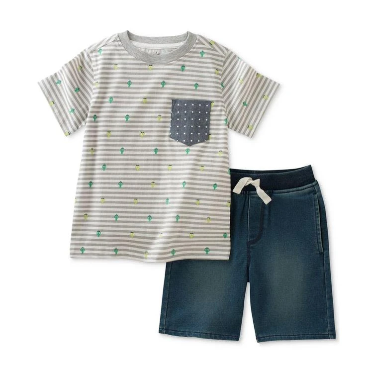 商品KIDS HEADQUARTERS|2-Pc. Cotton Cactus-Print T-Shirt & Shorts Set, Baby Boys (0-24 Months),价格¥57,第1张图片