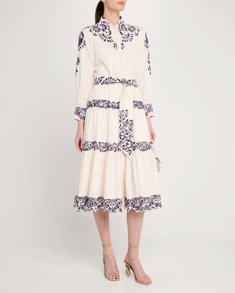 商品FIGUE|Molly Embroidered Tiered Midi Shirtdress,价格¥1610,第2张图片详细描述