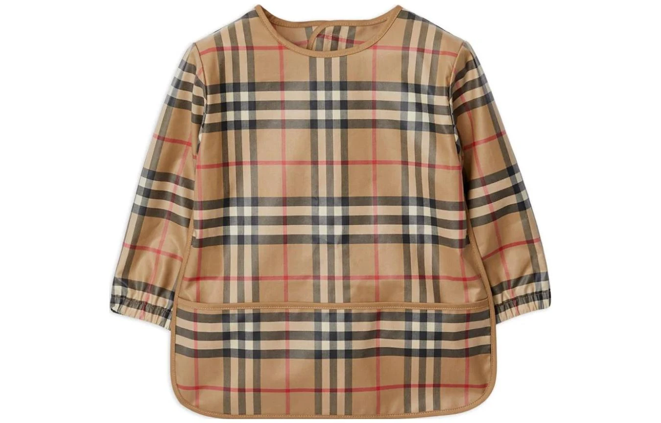 商品[国内直发] Burberry|博柏利T恤 童装 格纹休闲圆领套头长袖 米色 婴幼童,价格¥712,第1张图片