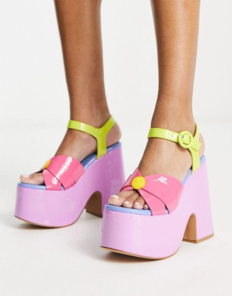 商品Daisy Street|Daisy Street Exclusive platform heeled sandals in multicolour,价格¥191,第4张图片详细描述
