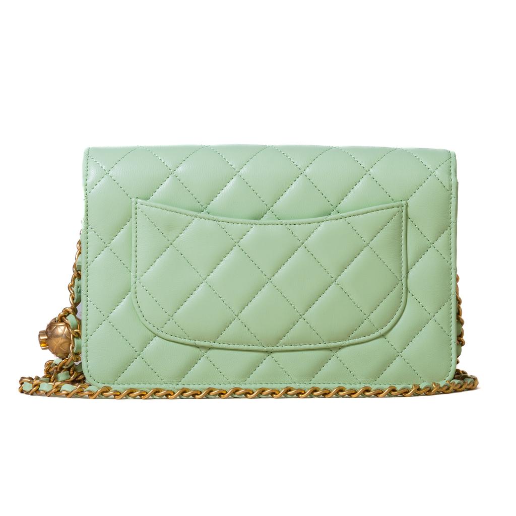 Chanel Mini Wallet On Chain Pearl Crush Lambskin Light Green商品第3张图片规格展示