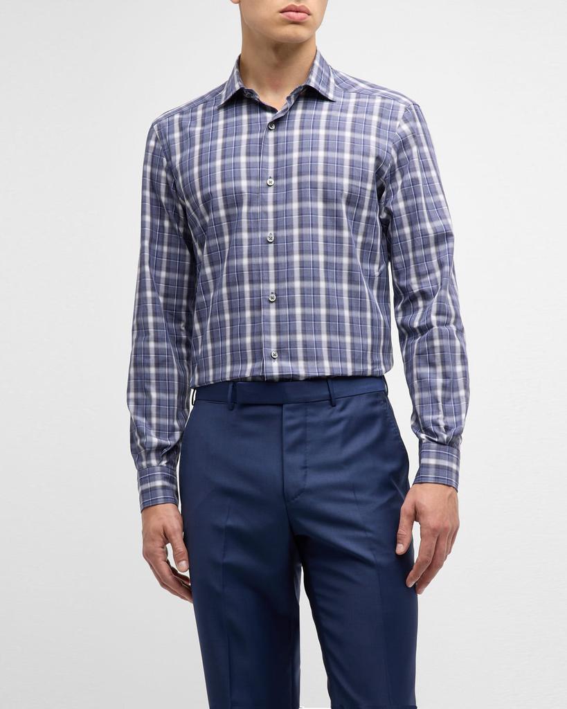 商品Zegna|Men's Cotton Plaid Sport Shirt,价格¥3710,第1张图片