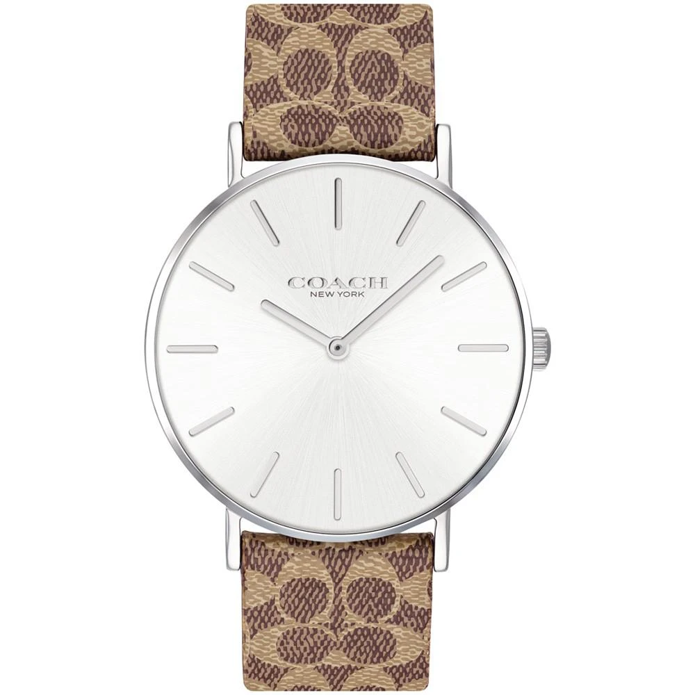 商品Coach|Women's Perry Brown Canvas Strap Watch 36mm,价格¥840,第1张图片