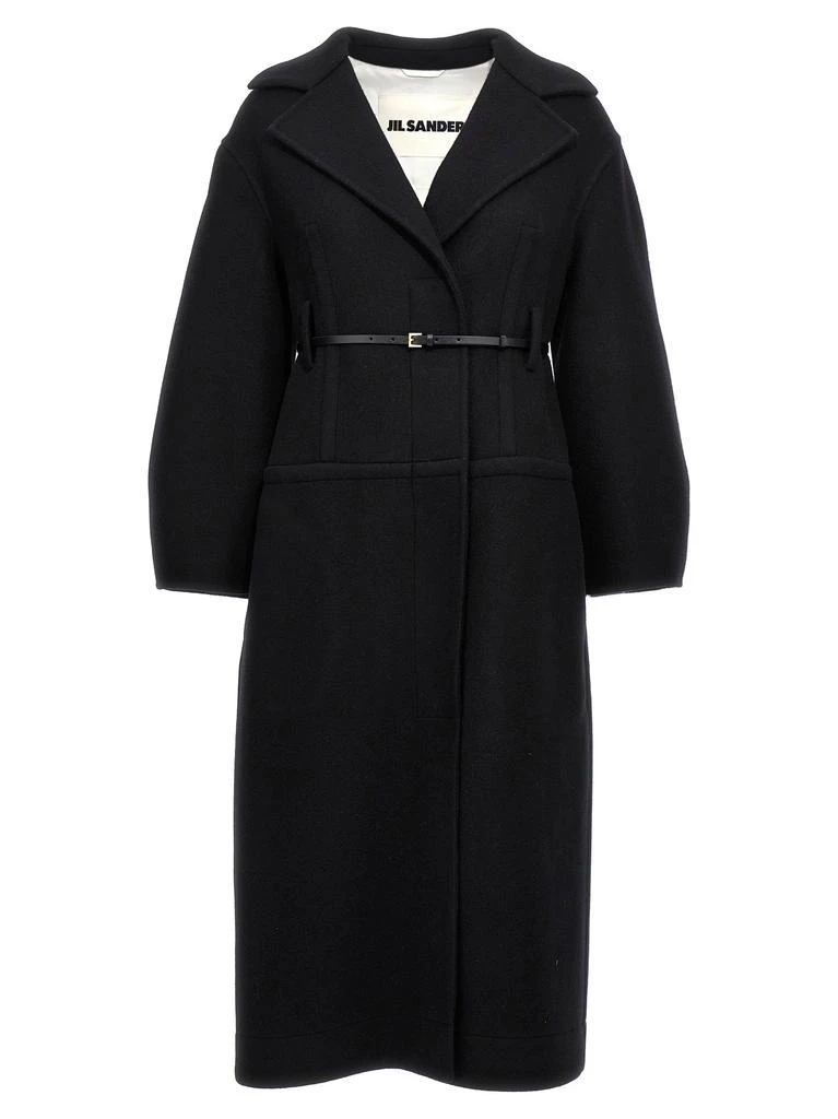 商品Jil Sander|Long Wool Coat Coats, Trench Coats Black,价格¥15651,第1张图片