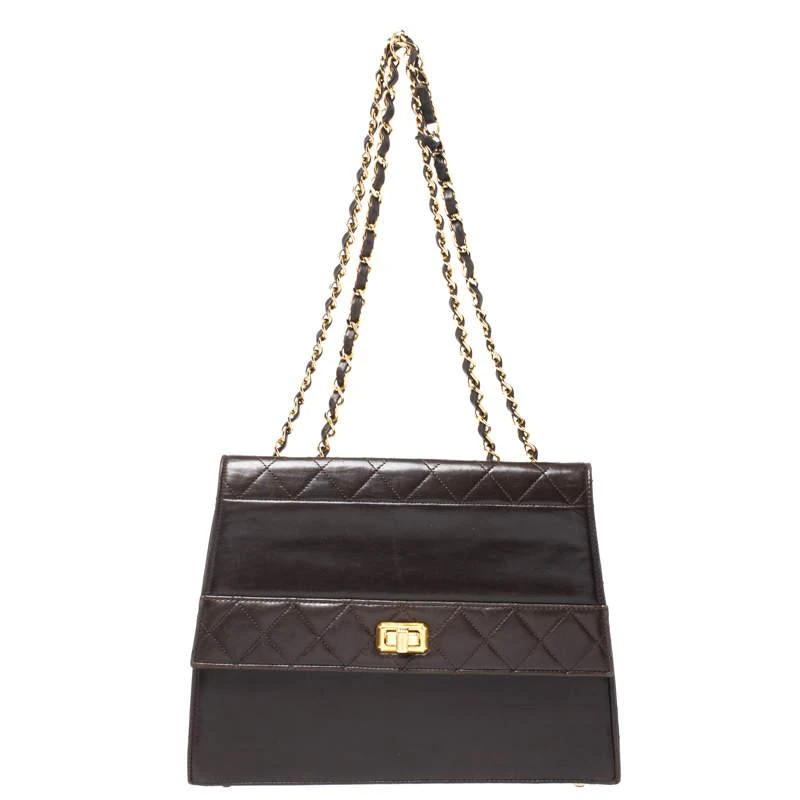 商品[二手商品] Chanel|Chanel Dark Brown Quilted leather Vintage Shoulder Strap,价格¥13915,第1张图片