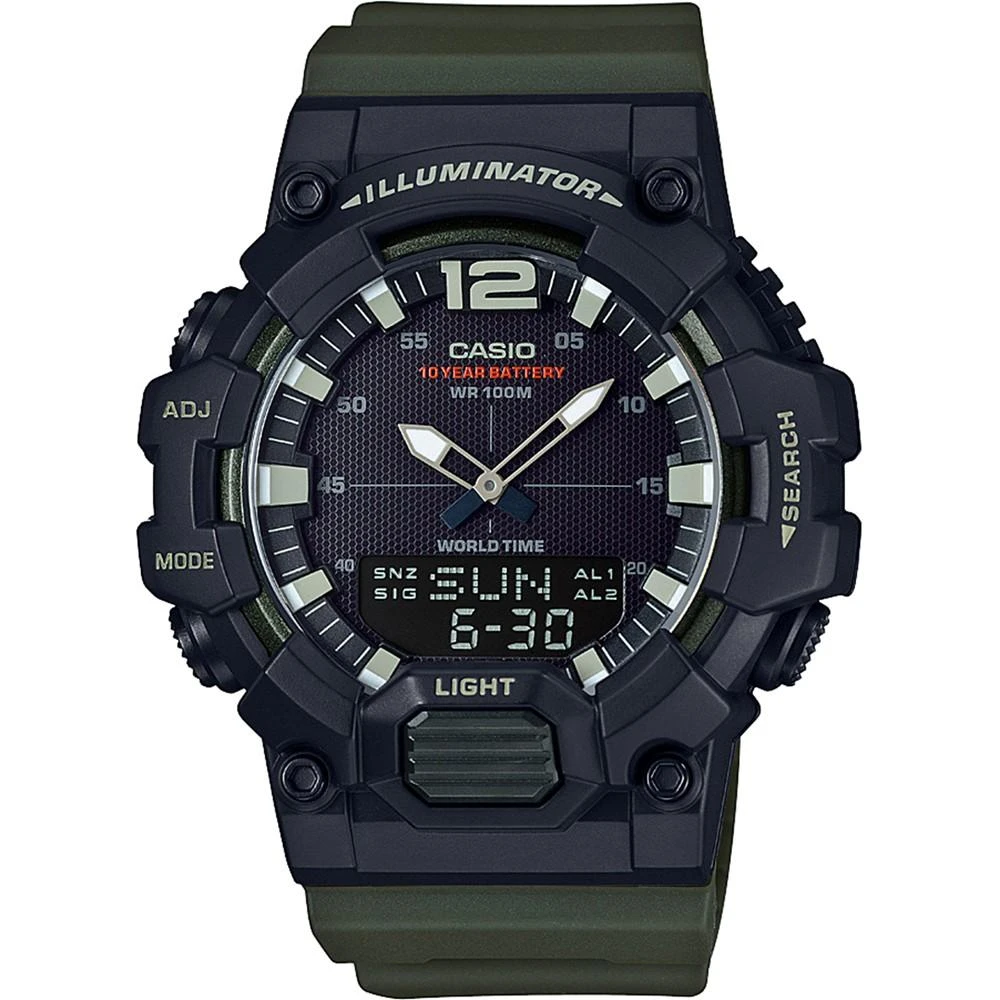 商品Casio|Men's Analog-Digital Green Resin Strap Watch 48.8mm,价格¥309,第1张图片