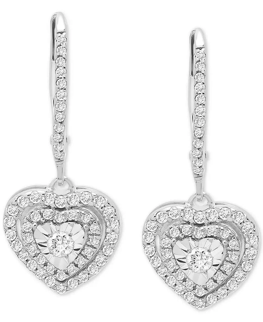 商品Macy's|Diamond Heart Drop Earrings (1/2 ct. t.w.) In Sterling Silver, Gold-Plated Sterling Silver or Rose Gold-Plated Sterling Silver,价格¥1832,第4张图片详细描述
