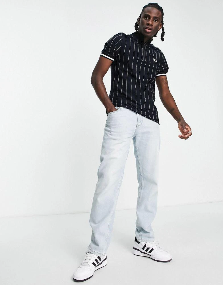 商品Fred Perry|Fred Perry fine stripe polo shirt in black,价格¥445,第4张图片详细描述