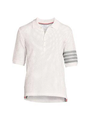 商品Thom Browne|Open Knit Cashmere Blend Polo,价格¥4131,第3张图片详细描述